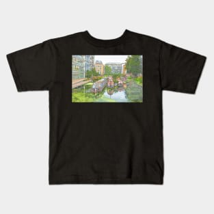 Colour Sketch Kingsland Basin, Regent's Canal, Hackney, East London Kids T-Shirt